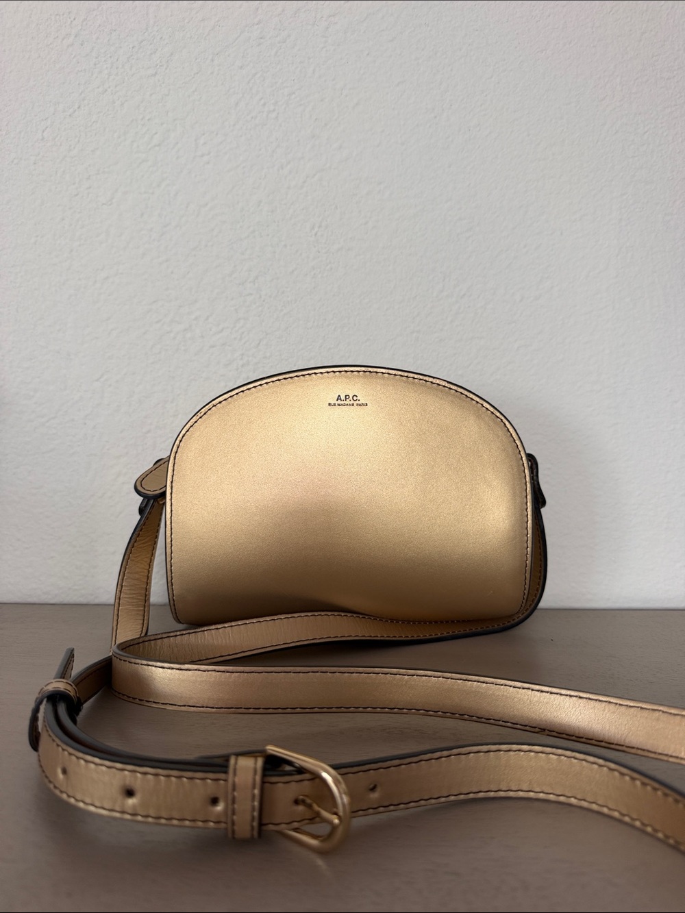 A.P.C. Metallic Gold Dome Crossbody